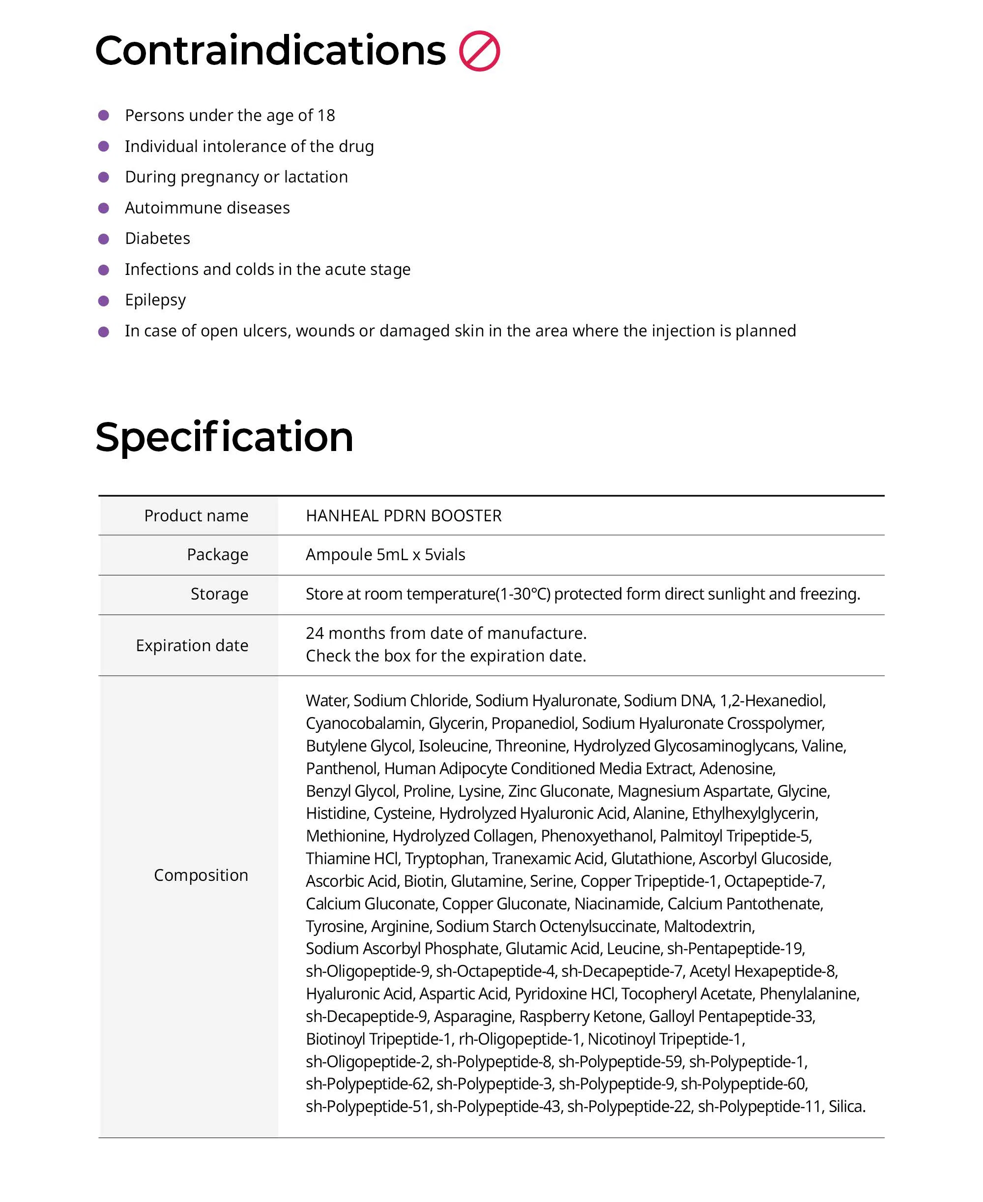 Hanheal PDRN Booster · product information