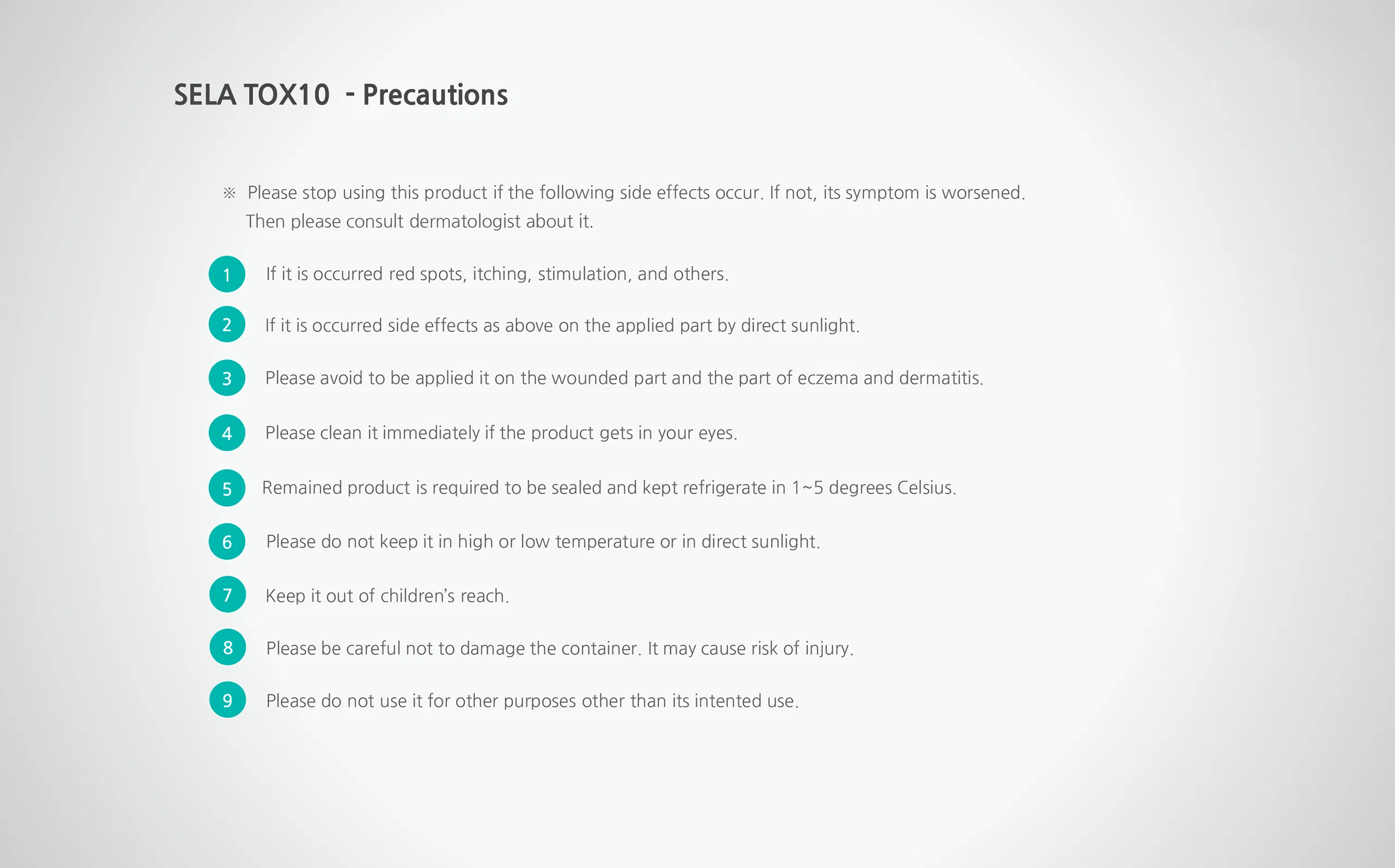 Sela Tox 10 · product information