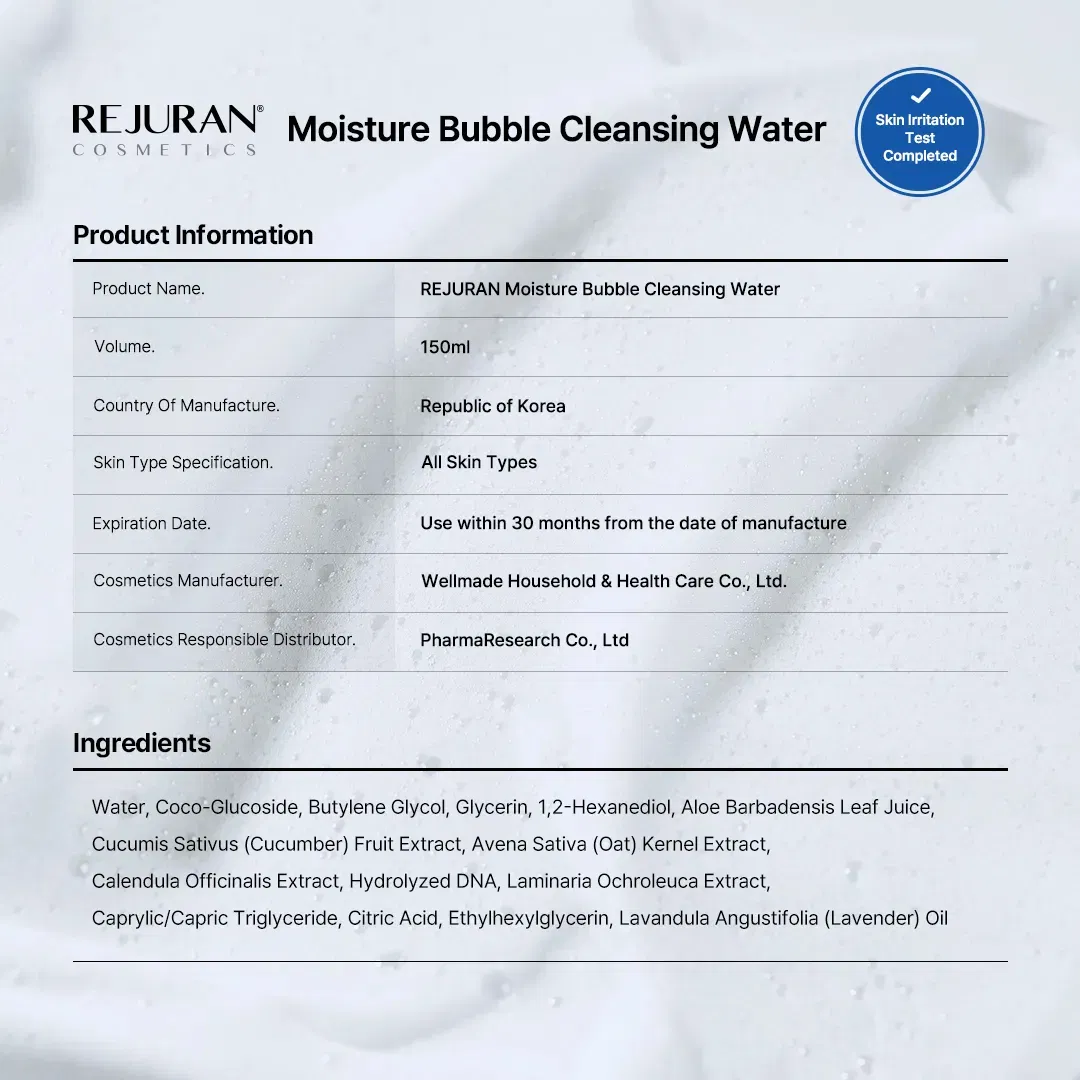 Rejuran Moisture Bubble Cleansing Water · product information