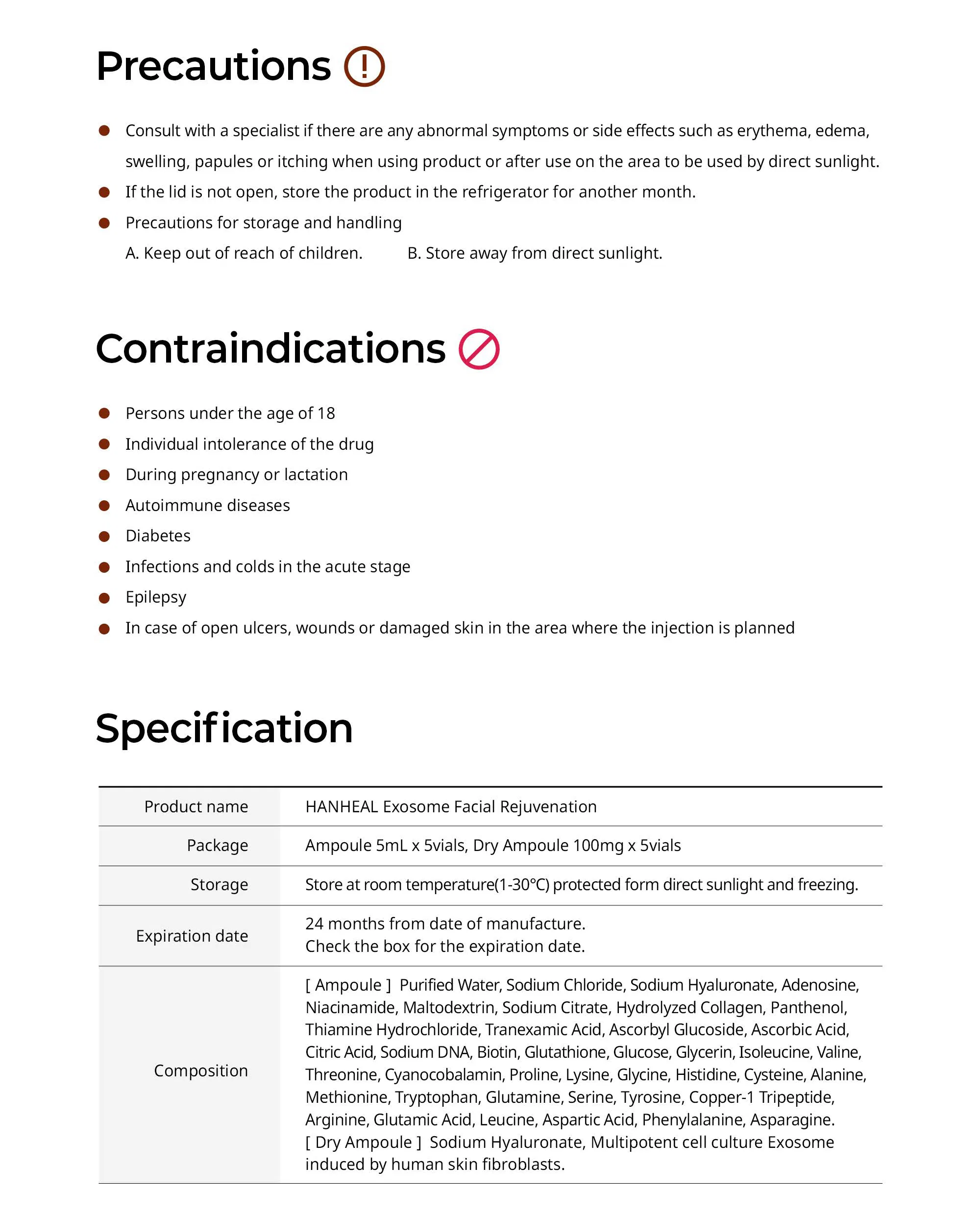 Hanheal Exosome Facial Rejuvenation · product information