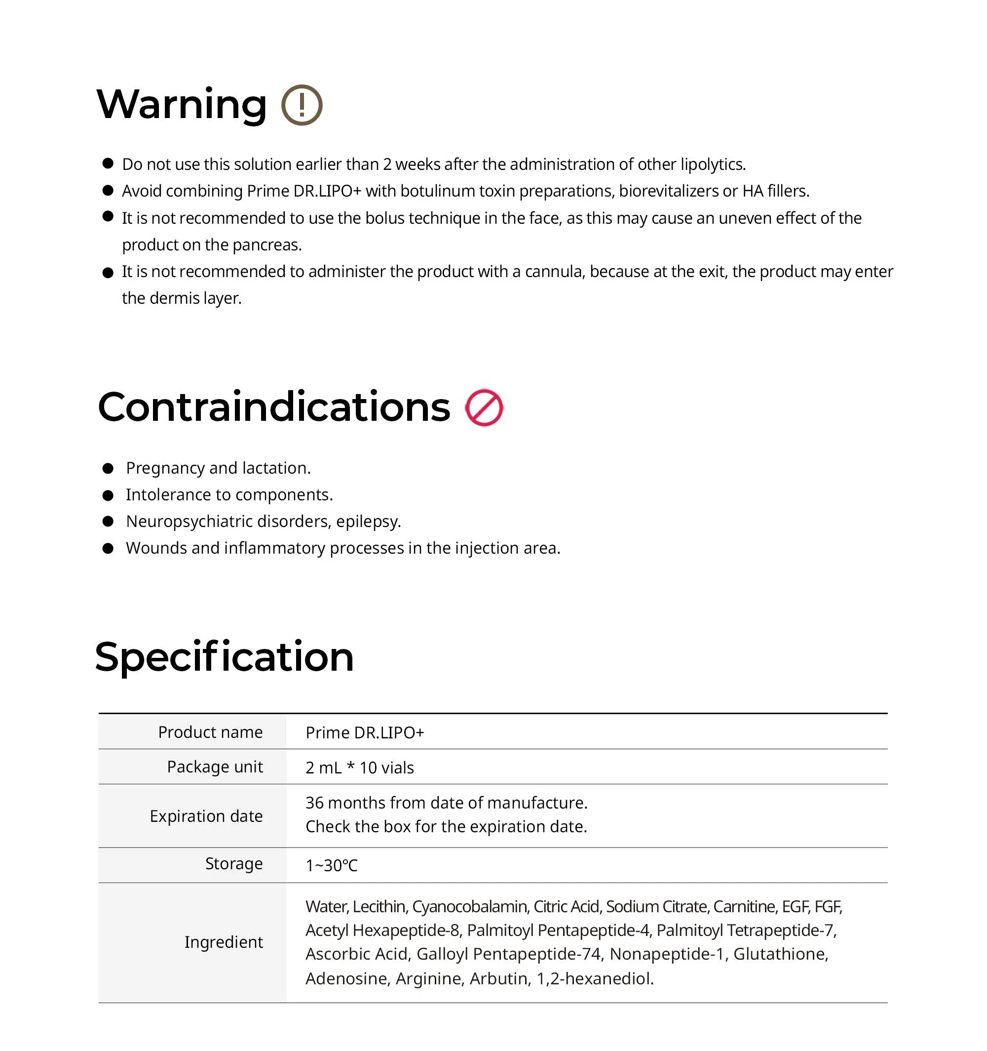 Prime Dr.Lipo+ · product information
